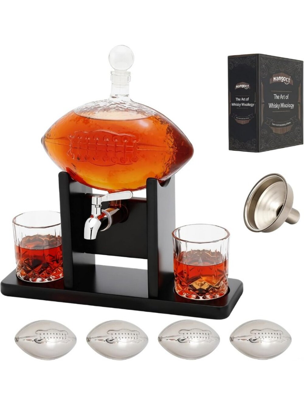 47oz Football Whiskey Decanter Set - Unique Gift for Men, Perfect for Home Bar